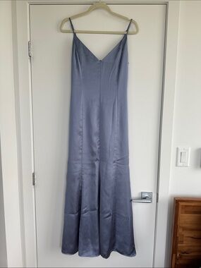 Dynamite Satin Slip Dress in Dusty Blue